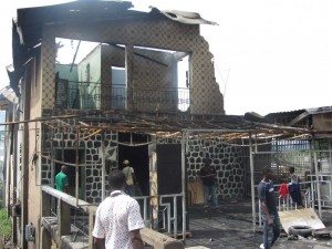 Burned Touristic Commercial Building at Half Mile, Limbe - Front View