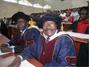 Prof Paul Mbagwana  and Prof Emmanuel Chia celebrate academic excellence of Prof. Titanji