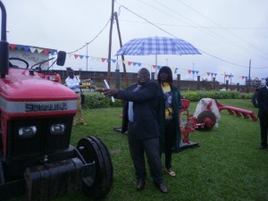 Dr. Tata of UIDB School of Agriculture explains how the tractors will be used.