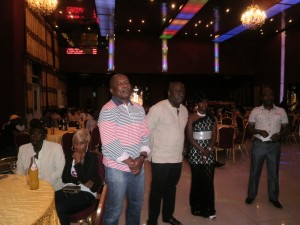 Gustave Zoua(L) new Regional Director of Sales Les Brasseries Du Cameroun Southwest Agency presented to the guests