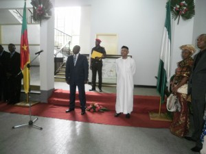SW Governor, Bernard Okalia and Nigerian consul, Akan celebrate the complete transfer of soveriegnty.