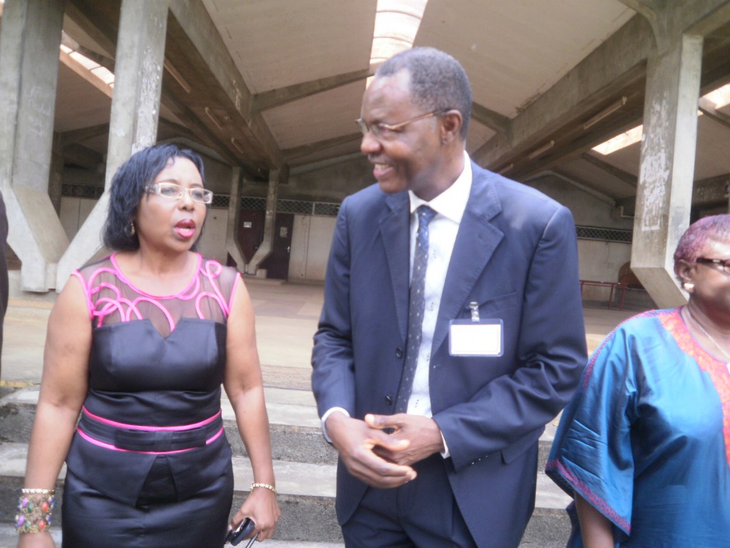 Dr Nalova Lyonga, UB VC and the representative from the Ministry of Higher Education in a chat after the forum in UB
