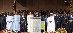 President Paul Biya and dignitaries sing Cameroon's National Anthem after his Speech at 50th Anniversary of Reunification