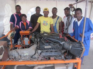 Students at Alpha Automobile Mechanics Center in Yaoundé