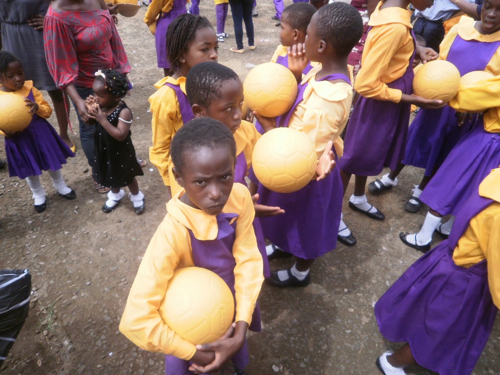700 pupils in United Action for Children, UAC, Nursery and Primary school got footballs to play around with