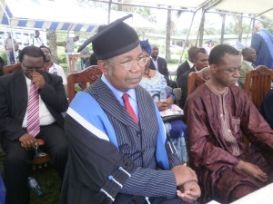 Dr. Lawrence Francis Tonye Biaka(in academic robe) chairing one of the convocation ceremonies of his three medical schools