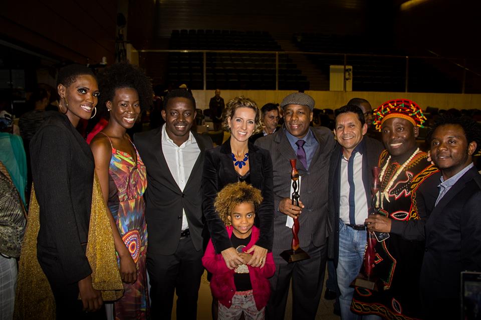 Some models and contestants pose for a family pic after the Africa Brazil Movie awards ceremony
