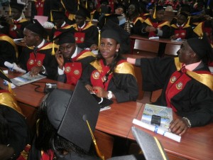 Graduating medical students: They all came out enthusiastic for the convocation ceremony and optimistic about the future.