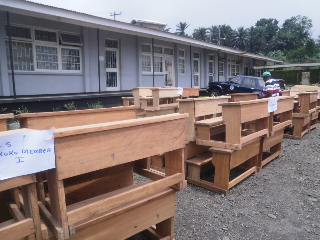 Benches destined for some nursery and primary schools in Buea Urban Constituency.