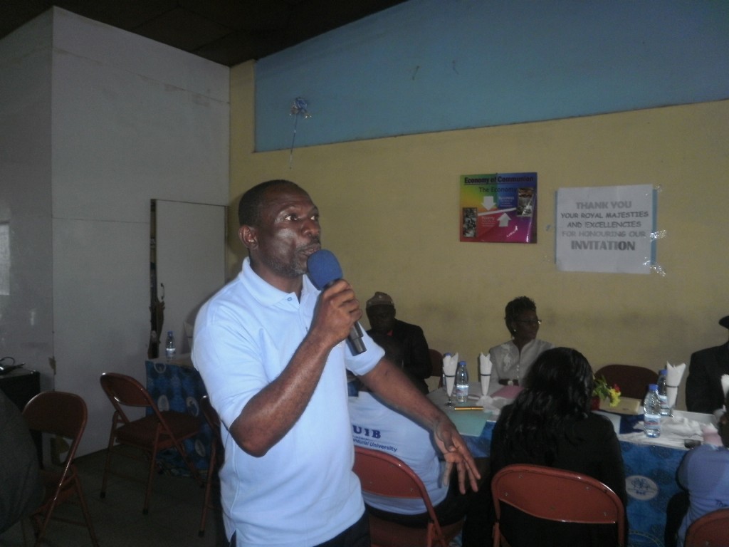Thaddeus Eyong, Director of CERI at CUIB, explains the motive of the stakeholders' meeting
