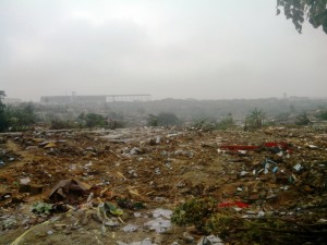 Douala le 9 septembre 2014. Une vue du site deguerpi