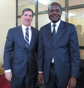 Ambassador Michael S. Hoza is welcomed by Governor of the North Region Mr. Jean Ariel Abate
